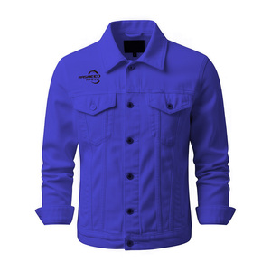 Veste en jean épaisse pour homme avec coupe structurée et boutons métalliques, logo personnalisé, fabricant et fournisseur de vêtements en gros OEM - Product Image 3