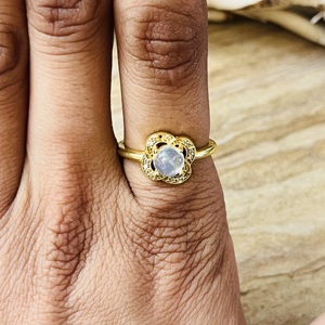 Unique Premium Design Flower <b>Ring</b> Quartz Gold Plated Brass <b>Ring</b> Zircon Floral Boho <b>Statement</b> <b>Ring</b> Handmade Dainty Wholesale <b>Ring</b> - Product Image 6