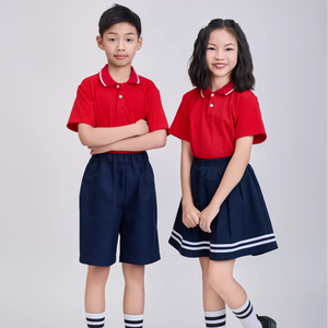 Uniformes Escolares de Polo para Estudiantes (Rojo) Niños Unisex Poliéster Spandex Tejido 50D Escuela Primaria FMF Vietnamita - Product Image 1