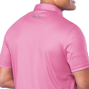 T-shirt rose à manches courtes pour homme, motif uni, style décontracté, coupe classique, respirant, tricoté, 100 % polyester, logo frontal, séchage rapide - Product Image 5