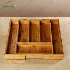 Organisateur de couverts en bambou artisanal, plateau de rangement écologique de qualité supérieure, insert de tiroir en bambou pour le rangement de cuisine - Product Image 5