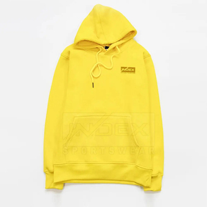 INDEX <b>Men's</b> Hooded Sweatshirt Yellow Regular Fit Casual Fleece Hoodie with Front Pocket Autumn Sportswear - Product Image 2