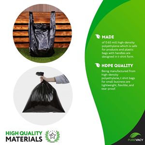 Sacchetti della spesa di plastica in polietilene nero 12 \ "x7 \" x23 \ "confezione 500 piccole imprese monouso 0.65 Mil manici grandi 0.65 Mil - Product Image 3