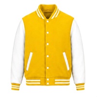 Veste de baseball personnalisée pour homme, style varsity, corps en laine, manches en cuir véritable, veste bomber universitaire, logo brodé