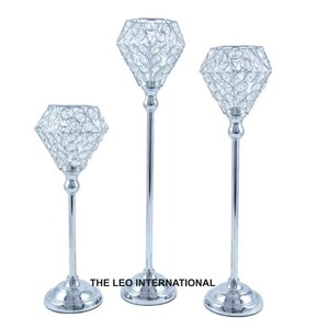 <b>Silver</b> Luxury Handmade Crystal Metal Candle Stand Shiny Lighting Wedding Christmas Decorations Concrete Unique Candle Jar - Product Image 6