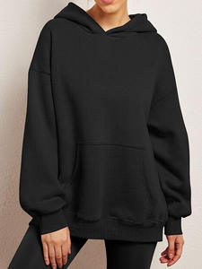 Sudadera con Capucha para Mujer, Estilo Europeo y Americano, Otoño e Invierno, Color Sólido, Holgada, Manga Larga, OEM - Product Image 4