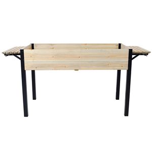 Scaffale Pieghevole con Gambe in Metallo, Fioriere in Legno, Letto da Giardino Rialzato, Accessorio per la Coltivazione di Erbe Fresche/Verdure, Cesti Sospesi - Product Image 2