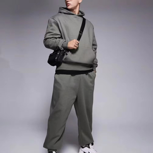 Ensemble de survêtement personnalisé en molleton léger imprimé en tissu éponge français, grande taille, polyester/coton, pour l'hiver, décontracté, avec pantalon de survêtement et sweat à capuche - Product Image 4