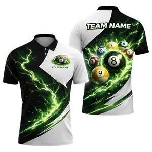 Camiseta de Polo Personalizada para Hombre, Manga Corta, Diseño de Billar con Impresión Digital, Secado Rápido, Poliéster, Ropa Casual - Product Image 2