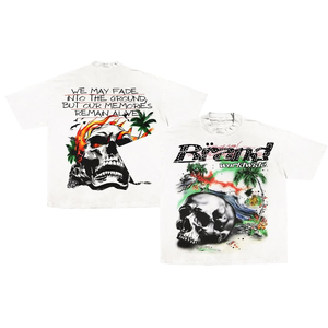 เสื้อยืดโอเวอร์ไซส์ผู้ชาย ผ้าฝ้าย 100% สกรีนโลโก้ด้านหน้าลายหัวกะโหลก คุณภาพสูง เสื้อยืดเปล่าสไตล์สตรีทแวร์ ขายส่ง - Product Image 5