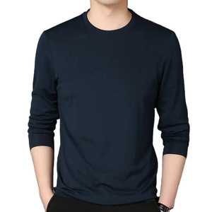 2026 Customized Top Design Men's Long Sleeve Pullover Tops 100% Cotton Woven Breathable Spring Cotton T-Shirt - Product Image 5