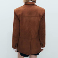 Blazer en daim pour femme, marron, décontracté et formel, pour le bureau, coupe ajustée, en véritable peau de mouton, manteau tendance