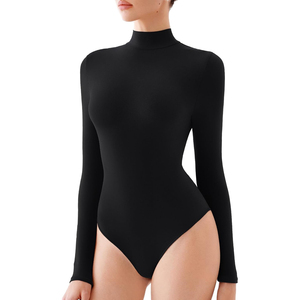 Venta al por mayor: Último modelo de body de manga larga fucsia para mujer, cuello simulado, elástico, ajustado, ropa deportiva cómoda y elegante, OEM ODM - Product Image 6
