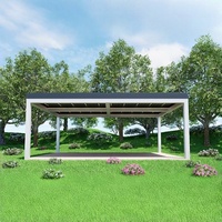Gazebo de jardin extérieur à toit rigide avec finition en aluminium anthracite et toit à lames bioclimatiques pour terrasse et patio