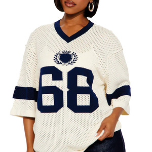 Maillot de football américain respirant en maille pour femme, col en V, coupe oversize, en polyester, haut de sport décontracté, impression numérique, personnalisation disponible - Product Image 4