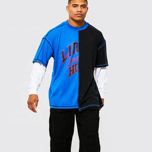 T-shirt à manches longues double couche pour homme, personnalisé, en coton lourd 100 %, imprimé, streetwear, fabricant de vêtements OEM sous marque privée - Product Image 3