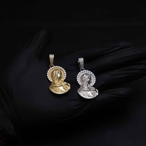 Colgante de Moissanita con Cabeza de Lobo Estilo Hip Hop, Chapado en Oro sobre Plata 925, Micro Pavé Brillante, Amuleto Animal Unisex para Fiestas - Product Image 1