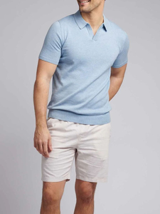 Polo homme en coton bleu clair uni à manches courtes, style décontracté, tissu respirant, coupe classique - Product Image 4