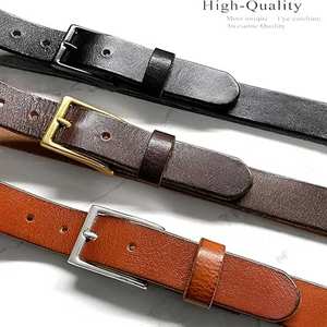 Cinturón de Cuero Grueso con Hebilla de Latón Antiguo, Cinturón de Cuero Suave con Acabado Liso, Cinturón de Cuero Minimalista - Product Image 5