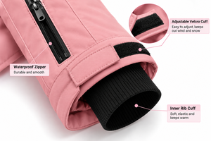 Combinaison de ski imperméable pour femme avec capuche, garniture en fourrure, blocs de couleur et fermeture éclair pour l'isolation - Product Image 3