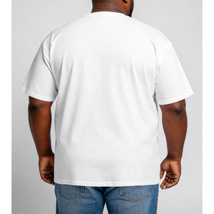 T-shirt en jersey de coton blanc uni à manches courtes et col rond pour homme, coupe classique, décontracté - Product Image 2