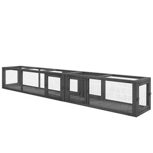 Tunnel per Gatti da Esterno in Legno da 98 Pollici con Design Combinabile e 8 Porte Grigio Scuro - per Tubi Tunnel per Animali Domestici e Ruote per Esercizio - Product Image 1