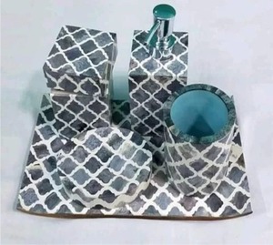Ensemble de salle de bain en MDF et résine personnalisé, comprenant un distributeur de savon moderne pour la décoration de la maison, ensemble de cinq pièces, imperméable, écologique, luxueux - Product Image 6