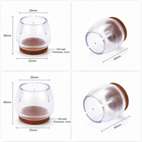 Protections de pieds de meubles en PVC transparent, 30 mm, rondes, pour chaises et tables