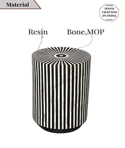 Tabouret pliant moderne fait main en os incrusté, de haute qualité, écologique, style farmhouse, ottoman, Inde, poli, FS International - Product Image 2