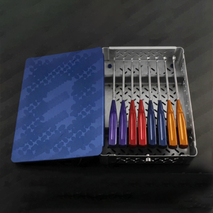 Bone Cervical Curettes <b>Coloured</b> Handles Spine Instruments 8 PCs <b>Set</b> With Box - Product Image 1