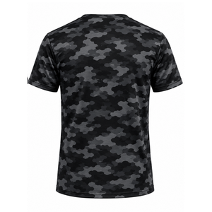 Custom <b>Black</b> Camo T <b>Shirt</b> <b>Men</b> Short Sleeve Crew Neck Camouflage Printed Sports Training Gym Workout Performance Athletic Wear - Product Image 2