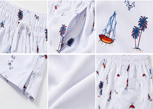 <b>Men's</b> Swim Shorts White Nautical Print Quick Dry Beach <b>Trunks</b> with Drawstring Waist Casual Summer Swimwear <b>for</b> <b>Men</b> - Product Image 4