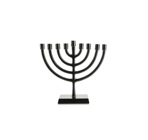 <b>Black</b> Metal Modern Menorah Candle Holder Hanukkah Decorative Tabletop Minimal Contemporary Home Display - Product Image 1