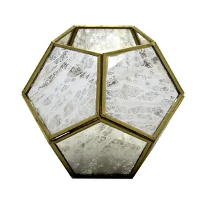 Portavelas de diseño moderno para decoración del hogar, soporte votivo de lujo de hierro y vidrio, Color latón, personalizado - Product Image 1