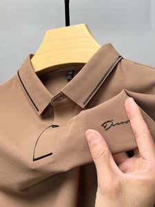 Camiseta de Lujo para Hombre, Jersey Sólido, Bordado Personalizado, Cuello Solapa, Transpirable, Top de Verano - Product Image 5