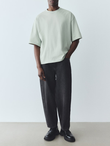 T-shirt Homme de Luxe de Haute Qualité en Coton Lourd 100% – Col Montant Uni, Coupe Oversize et Ample - Product Image 6