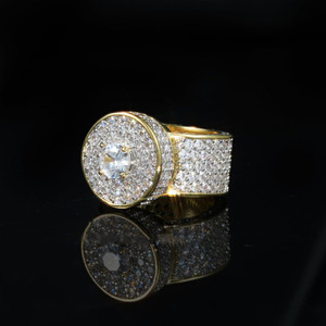 Hip Hop Style Round Brilliant Cut Moissanite Diamond Engagement <b>Ring</b> Iced Out <b>Statement</b> <b>Ring</b> 925 Sterling <b>Silver</b> Jewelry for Men - Product Image 4