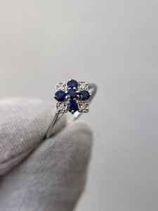 แหวนไพลินสีน้ำเงินวินเทจทรงกลม ไพลินสีน้ำเงินรอยัล สำหรับงานหมั้น งานแต่งงาน หรือเป็นเครื่องประดับประจำเดือนเกิด ทำด้วยมือ - Product Image 3