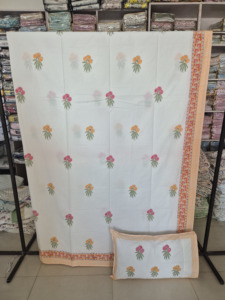 Juego de Sábanas de Algodón Percale de 300 Hilos, Tamaño King, con Estampado Artesanal, para Uso Doméstico, Hecho en India - Product Image 2