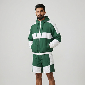 Conjunto de Chaqueta Cortavientos Ligera y Pantalones Cortos para Hombre, con Cremallera Personalizada, Hombros Caídos, Secado Rápido, 100% Nailon, Impermeable - Product Image 6