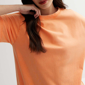 Camiseta de Algodón de Color Sólido Extra Grande para Mujer, Cuello Redondo, Manga Corta, Corte Regular, Transpirable, Ecológica, de Secado Rápido, Informal de Verano - Product Image 4