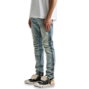 Jeans en denim ample et droit bicolore pour homme, collection Pré-automne 2026, respirant, avec bande contrastante, extensible, streetwear premium, hiver - Product Image 3