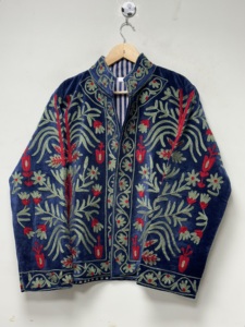 Hand Embroidered <b>Velvet</b> Suzani Bohemian Winter <b>Jacket</b> Breathable Eco-Friendly Floral Design <b>Women's</b> Coat Birthday Gift - Product Image 3