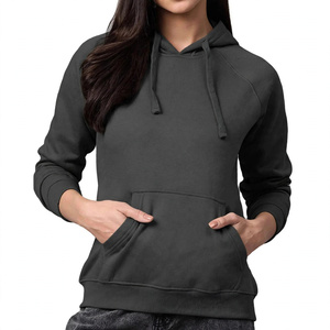 Custom <b>Women's</b> <b>Dark</b> <b>Grey</b> Cotton Fleece Lined Breathable Casual Streetwear Pullover <b>Hoodie</b> Plain Heavyweight Autumn Short - Product Image 1