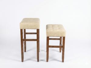 Juego de 2 Taburetes de Bar y Barra de Cocina de Cuero PU, Juego de Taburetes Tapizados en Cuero PU con Madera Maciza, Altura de Barra y Cocina - Product Image 2