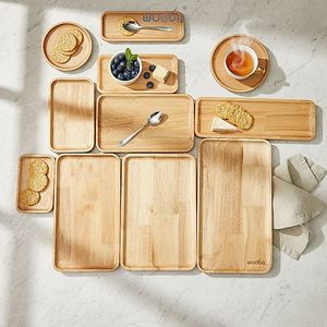 Plateau de service rectangulaire en bois, design minimaliste, couleur unie, durable, qualité alimentaire, passe au lave-vaisselle, écologique - Product Image 4