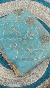 Indian Ethnic Fancy Designer Wedding Saree with Heavy Net Material Embroidery Sequins Work Trendy Women Fit - Product Image 5