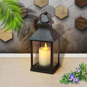 Vintage Metal <b>Lantern</b> Candle Holder with Glass Panels Hanging Ring Decorative <b>Tealight</b> <b>Lantern</b> for Home Decor - Product Image 6