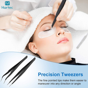 Ergonomic Lightweight Wholesale Rate Custom Branding Black Color Eyelash Tweezers Durable Anti-Static Beauty Tools For Salon - Product Image 5
