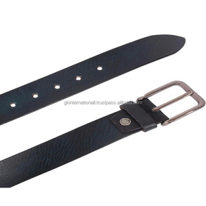 Ceinture décontractée en cuir de vachette pleine fleur noire de qualité supérieure Offre Spéciale pour hommes boucle ardillon en laiton changeable solide - Product Image 1